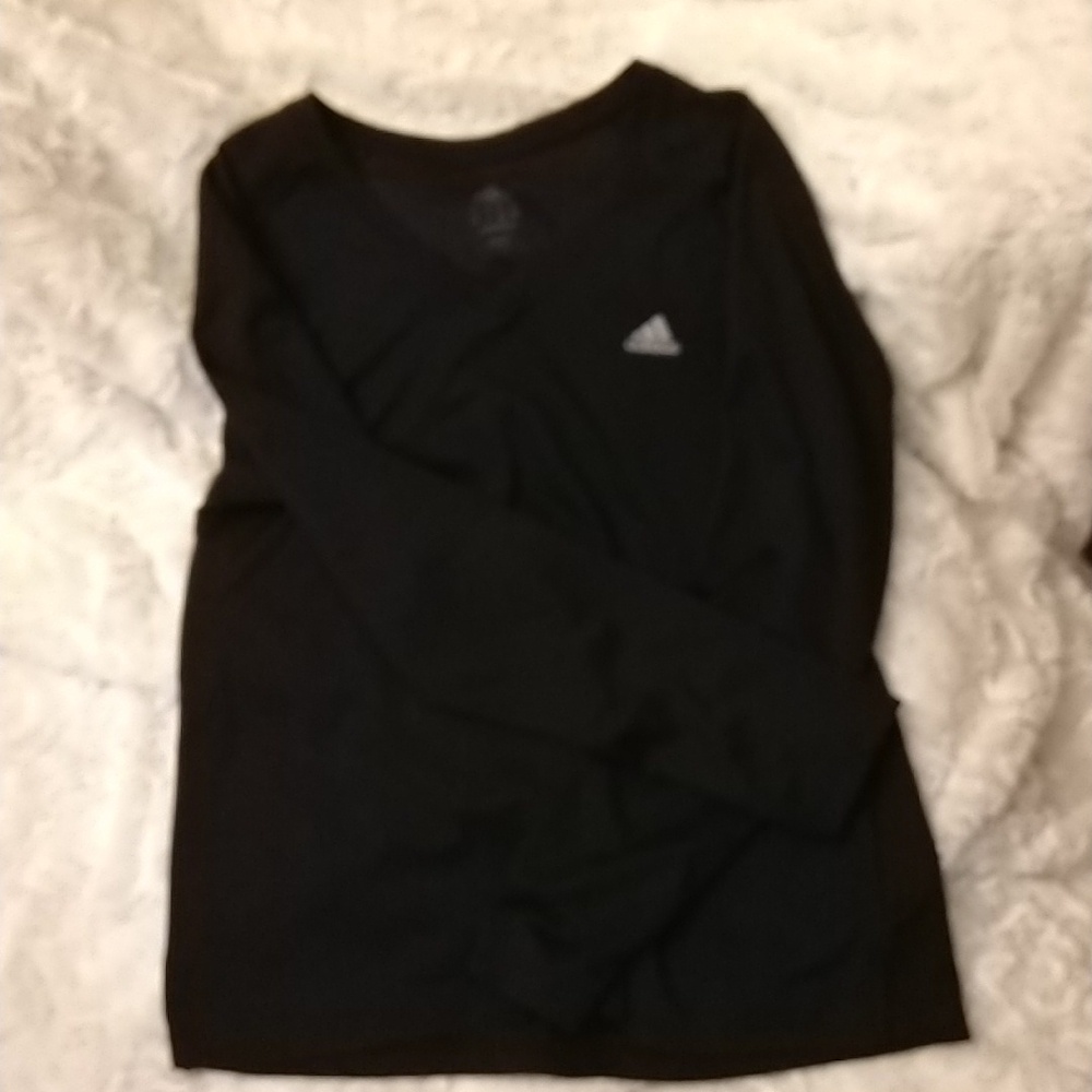 Adidas Black long-sleeved Climatech shirt with Sillver reflective stripes